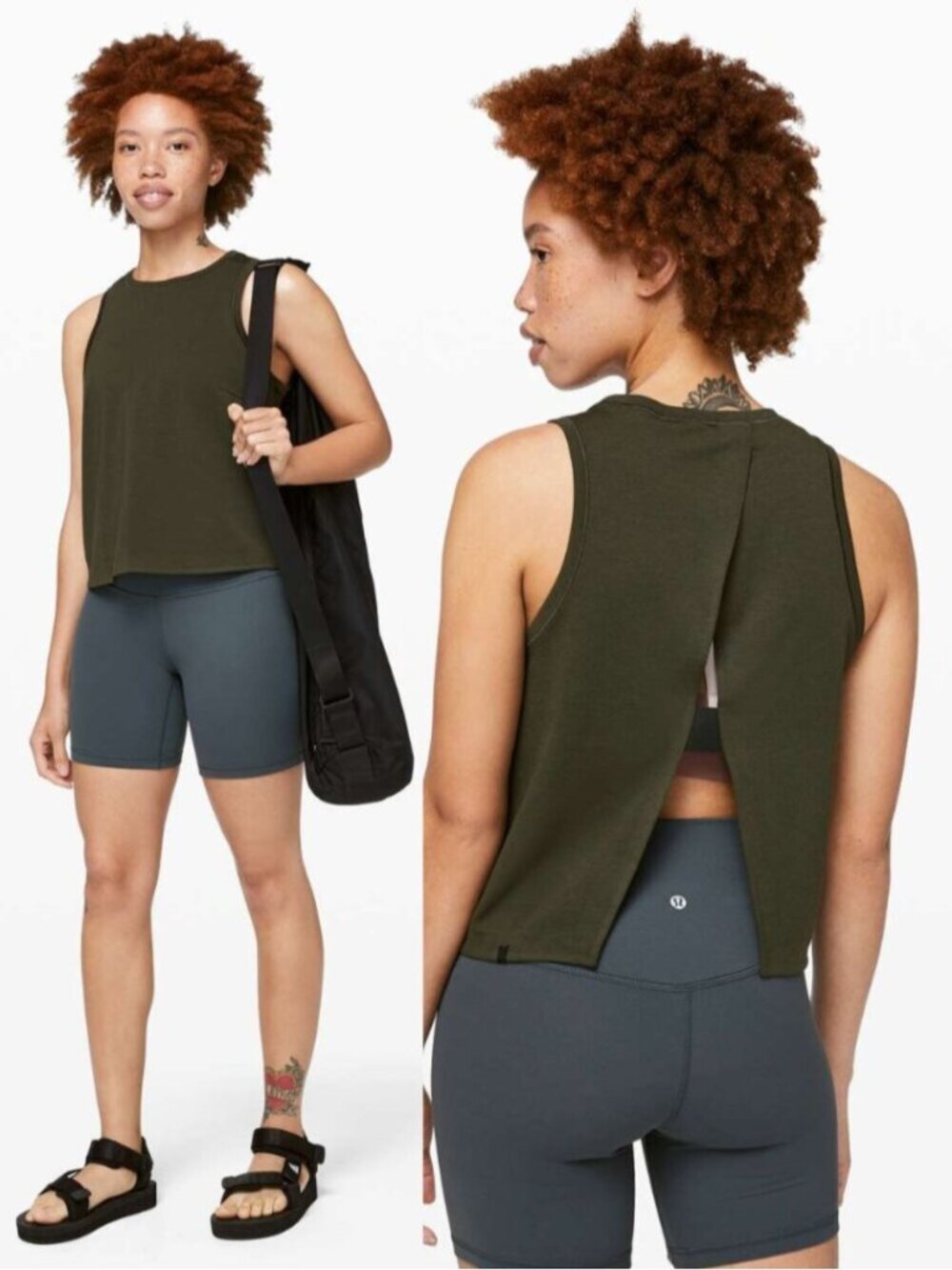 Lululemon Dark Olive Split Back Minimal Tank
